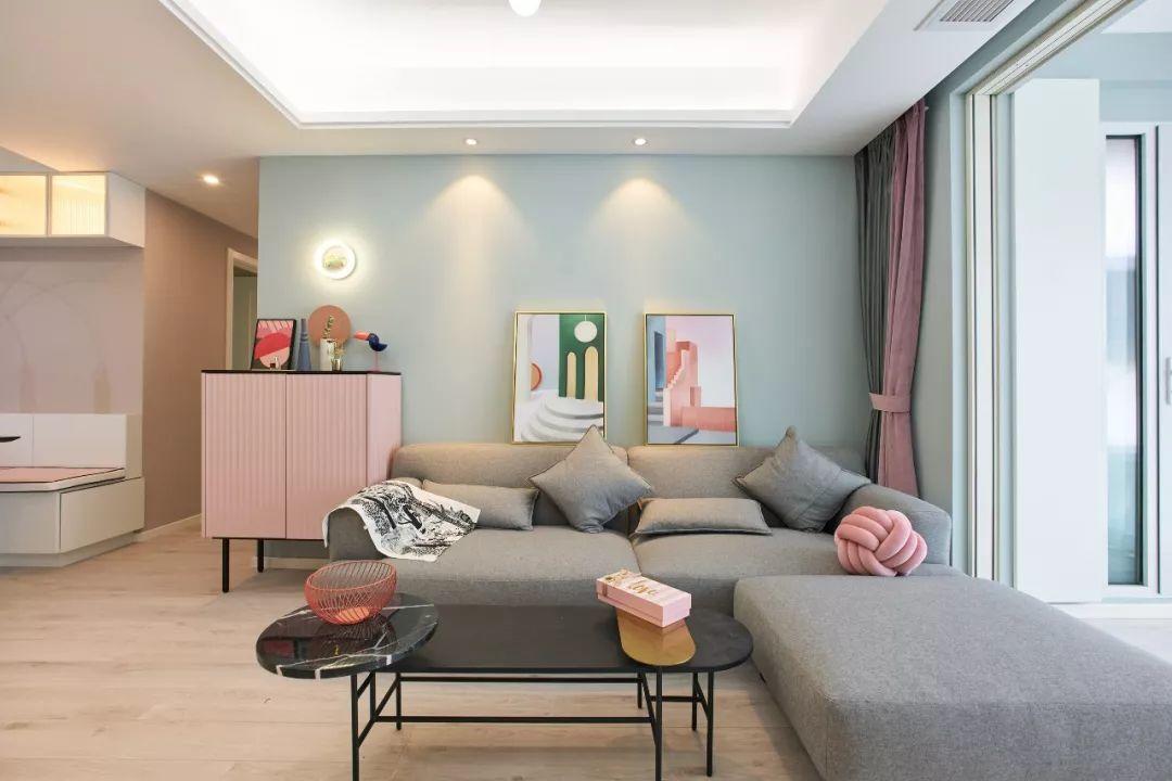 杭州小夫妻140㎡清新家，脏粉、雾霾蓝、灰绿色...学会低饱和度配色，让家更有高级感！